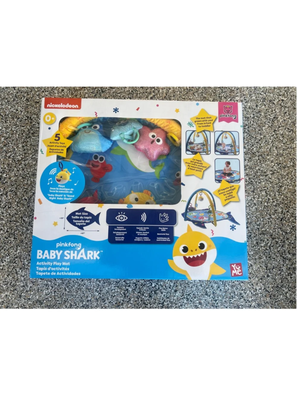 NEW Baby Nickelodeon Pinkfong Baby Shark Activity Play Mat One Size Blue Yellow